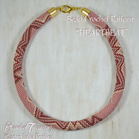 HEARTBEAT Bead Crochet Pattern for Necklace of Bracelet - Valentine heart beaded crochet rope with seed beads - Instant PDF Download