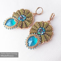 FESTIVE HEARTS Earrings - Peyote stitch beading pattern - Instant PDF Download