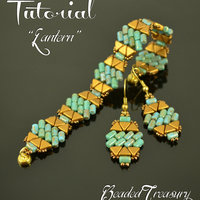LANTERN - beading pattern, beaded bracelet and earrings tutorial, beadweaving / TUTORIAL ONLY