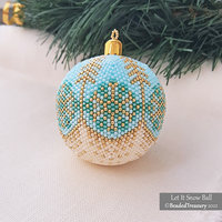 LET IT SNOW Ball Ornament - Christmas Beading Pattern - 3D Peyote Ball