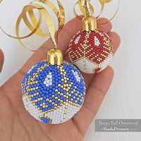 MAGIC BALL - Beaded Christmas Ornament Pattern - Peyote Stitch - Instant Pdf Download