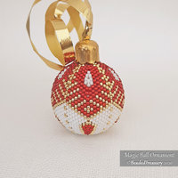 MAGIC BALL - Beaded Christmas Ornament Pattern - Peyote Stitch - Instant Pdf Download