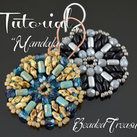 MANDALA Beading tutorial Earrings beading pattern with 2-hole Superduo Rulla seed beads Round beaded earrings - Instant PDF Download
