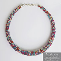 Manhattan  Necklace - Bead Crochet Pattern with Increase and Decrease - Pattern+Tutorial - Seed beads pattern - Instant PDF Download