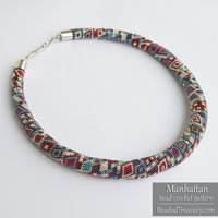 Manhattan  Necklace - Bead Crochet Pattern with Increase and Decrease - Pattern+Tutorial - Seed beads pattern - Instant PDF Download