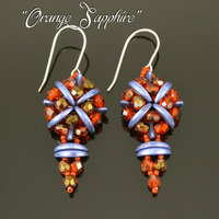 ORANGE SAPPHIRE - beadwoven earrings tutorial with Crescent beads, fire polished beads and seed beads; earring bead pattern / TUTORIAL ONLY