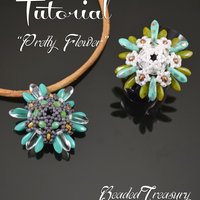 PRETTY FLOWER - superduo bead pattern, pendant tutorial, beading tutorial, beaded ring, dagger, delica, seed beads / TUTORIAL ONLY