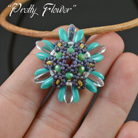 PRETTY FLOWER - superduo bead pattern, pendant tutorial, beading tutorial, beaded ring, dagger, delica, seed beads / TUTORIAL ONLY