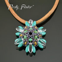 PRETTY FLOWER - superduo bead pattern, pendant tutorial, beading tutorial, beaded ring, dagger, delica, seed beads / TUTORIAL ONLY