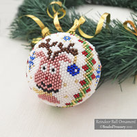 REINDEER BALL - Beaded Christmas Ornament Pattern - 3D Peyote Ball