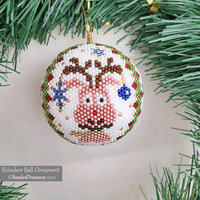 REINDEER BALL - Beaded Christmas Ornament Pattern - 3D Peyote Ball