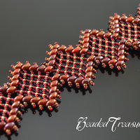 RICH LACE Beading tutorial bracelet with Superduo beads and seed beads Netted beaded lace bracelet pattern - Instant PDF Download