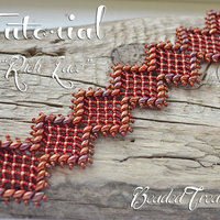 RICH LACE Beading tutorial bracelet with Superduo beads and seed beads Netted beaded lace bracelet pattern - Instant PDF Download