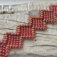 RICH LACE Beading tutorial bracelet with Superduo beads and seed beads Netted beaded lace bracelet pattern - Instant PDF Download