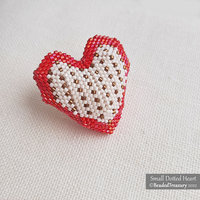SMALL DOTTED HEART Ornament - 3D Peyote Beading Pattern