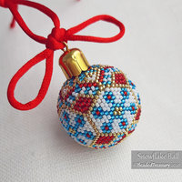 SNOWFLAKE BALL - Peyote Stitch Pattern - Beaded Christmas Ornament Instructions - Beaded bead pattern - Instant Pdf Download
