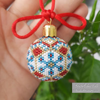SNOWFLAKE BALL - Peyote Stitch Pattern - Beaded Christmas Ornament Instructions - Beaded bead pattern - Instant Pdf Download