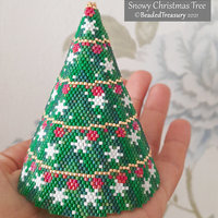 SNOWY CHRISTMAS TREE - 3D Peyote Stitch Ornament Beading Pattern - Instant Pdf Download