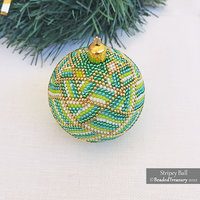 STRIPEY Ball Ornament - Peyote Beading Pattern