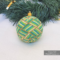 STRIPEY Ball Ornament - Peyote Beading Pattern