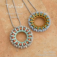 Beading Tutorial - SUNNY DONUT Pendant - Made with Czechmates Beam Superduo and round beads - Instant PDF Download