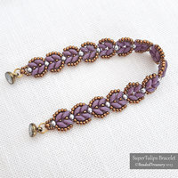 2 Bracelet Tutorials, SUPER TULIPS and SUPER BUDS, Seed bead patterns SuperDuo bracelets