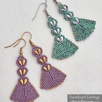 SWEETHEART EARRINGS - Beading Pattern - Peyote stitch bead pattern - Instant .pdf Download