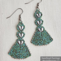 SWEETHEART EARRINGS - Beading Pattern - Peyote stitch bead pattern - Instant .pdf Download