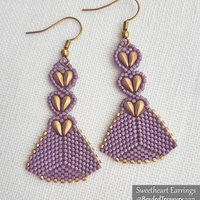SWEETHEART EARRINGS - Beading Pattern - Peyote stitch bead pattern - Instant .pdf Download