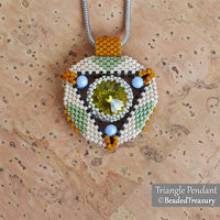 TRIANGLE Pendant - Geometric Beading Pattern with Swarovski Rivoli and Delica seed beads - .pdf Download