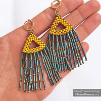 TRIANGLE TASSEL Beading Tutorial, CRAW Earrings Pattern