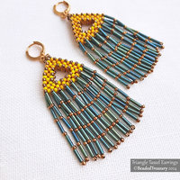 TRIANGLE TASSEL Beading Tutorial, CRAW Earrings Pattern