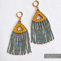 TRIANGLE TASSEL Beading Tutorial, CRAW Earrings Pattern