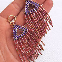 TRIANGLE TASSEL Beading Tutorial, CRAW Earrings Pattern