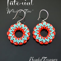 WHEEL OF TIME - beadwoven earrings tutorial, superduo bead pattern, beading pattern, seed beads pattern / TUTORIAL ONLY
