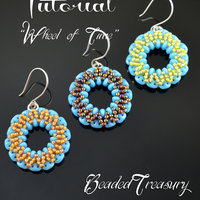 WHEEL OF TIME - beadwoven earrings tutorial, superduo bead pattern, beading pattern, seed beads pattern / TUTORIAL ONLY