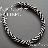 ZEBRA - bead crochet necklace pattern / Bead crochet pattern / Crochet rope pattern / Black, White / PATTERN ONLY