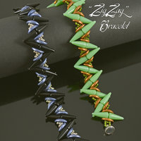 ZIGZAG Beadwoven bracelet pattern Beading tutorial with Spike, 2-hole Crescent and seed beads Beaded bracelet pattern - TUTORIAL ONLY
