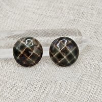 Round Faceted Artisan Ceramic Cabochons, Woody Forest, one piece
