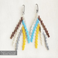 PLAYFUL CORAL EARRINGS Beading Tutorial - Peyote Stitch Bead Pattern