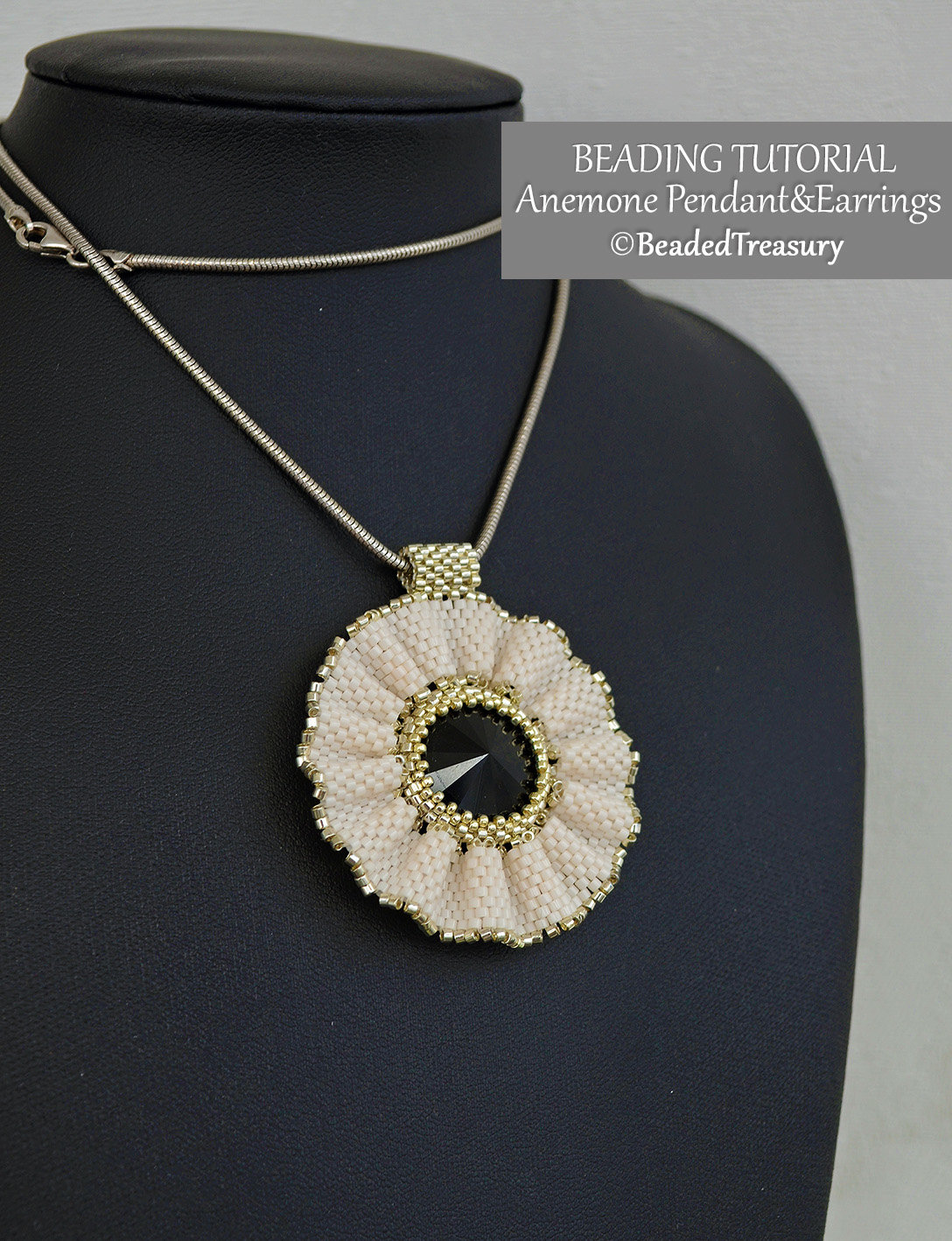 ANEMONE Beading Tutorial - Peyote flower pendant and earrings pattern - .pdf Download