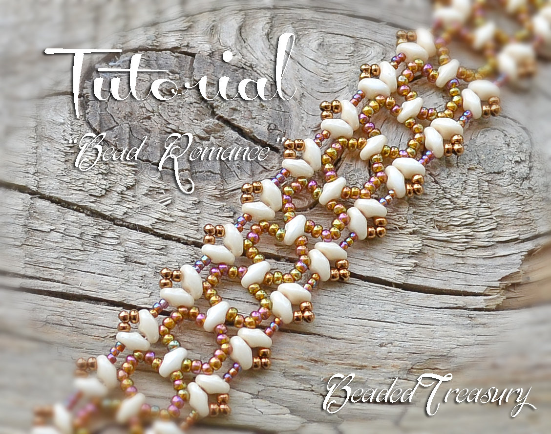 BEAD ROMANCE Superduo beading pattern Beaded lace bracelet tutorial with Superduo seed bead - Instant PDF Download
