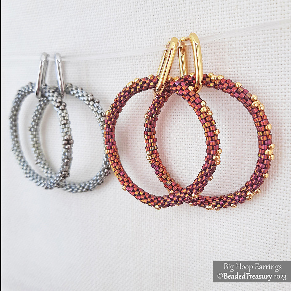 BIG HOOP EARRINGS - Statement Geometric Peyote Beading Tutorial