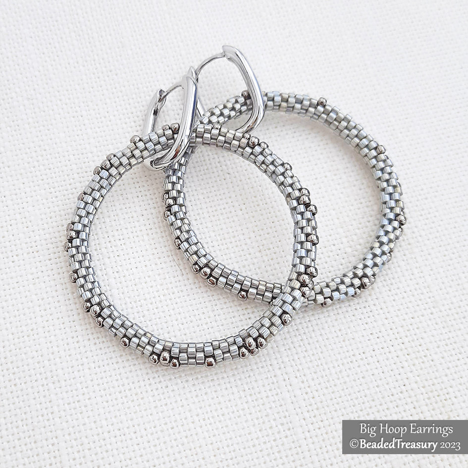 BIG HOOP EARRINGS - Statement Geometric Peyote Beading Tutorial