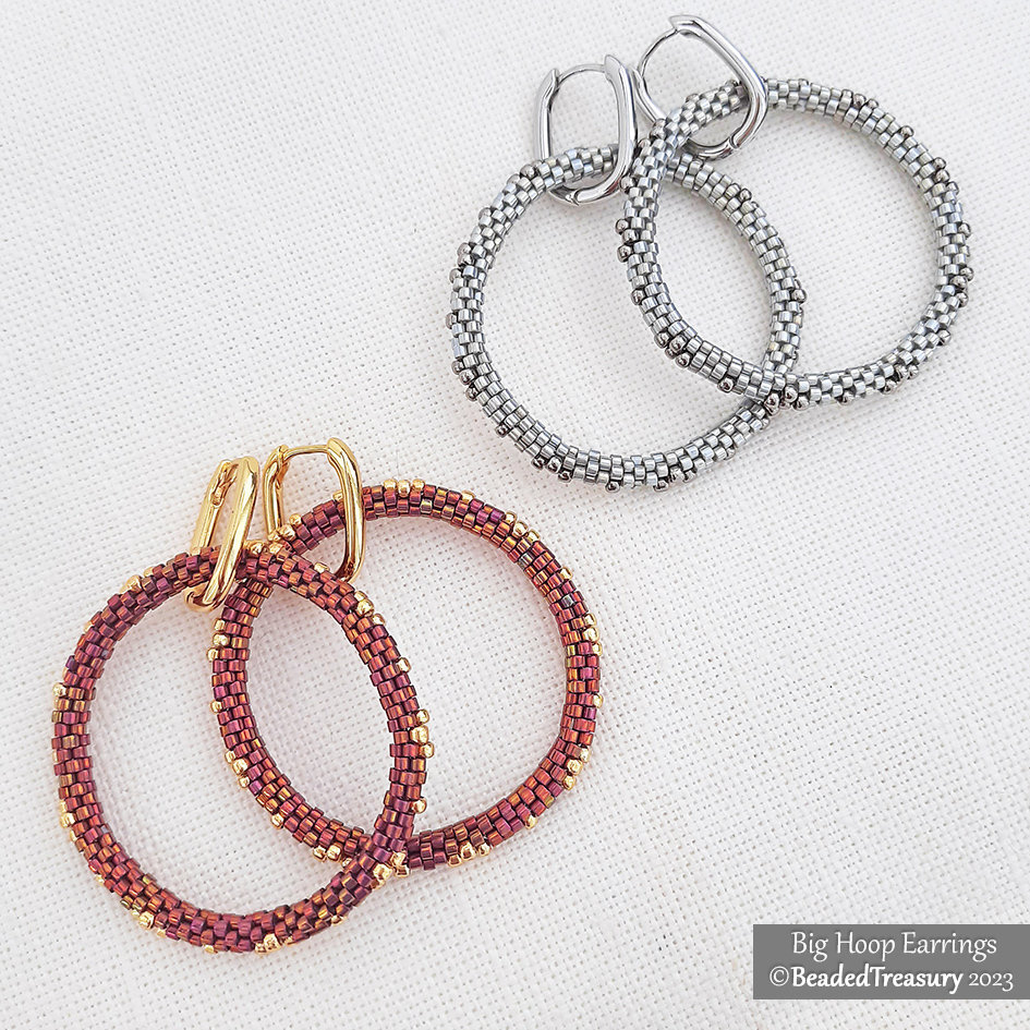 BIG HOOP EARRINGS - Statement Geometric Peyote Beading Tutorial