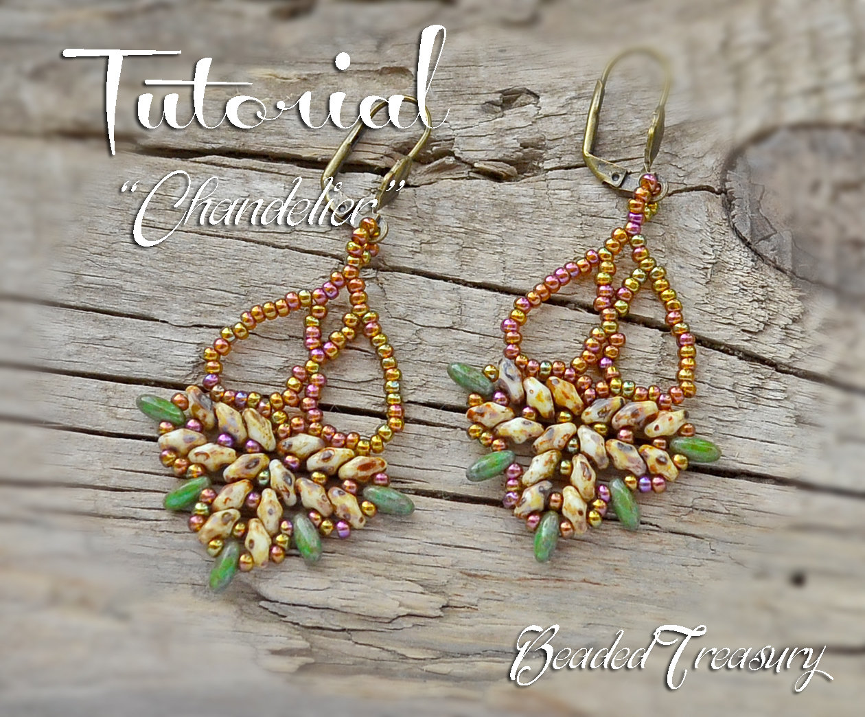 CHANDELIER Beading tutorial  Beadwoven earrings pattern with CzechMates Superduo seed beads Lacy beaded earrings - Instant PDF Download