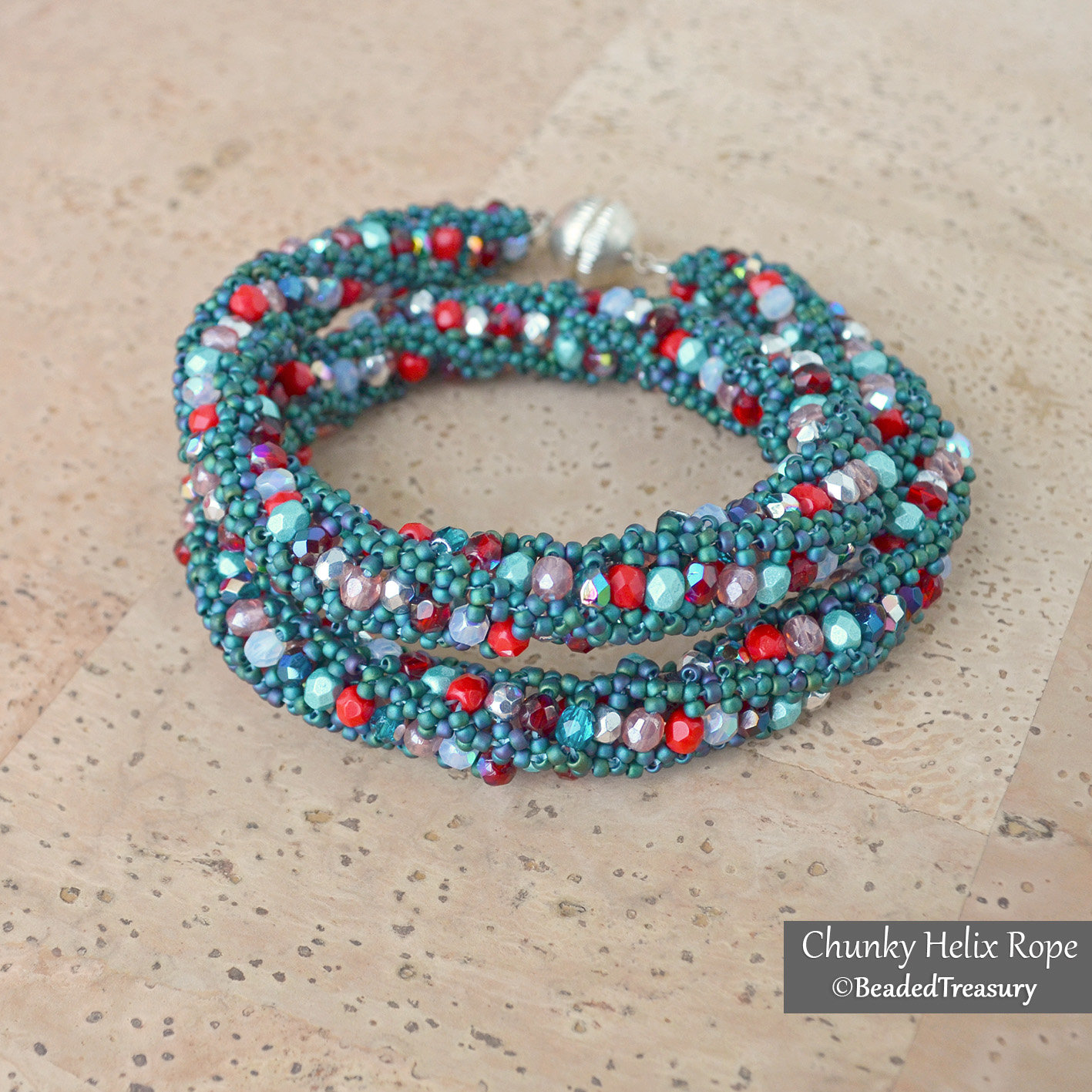CHUNKY HELIX ROPE - Beaded textured spiral rope necklace tutorial - .pdf Download