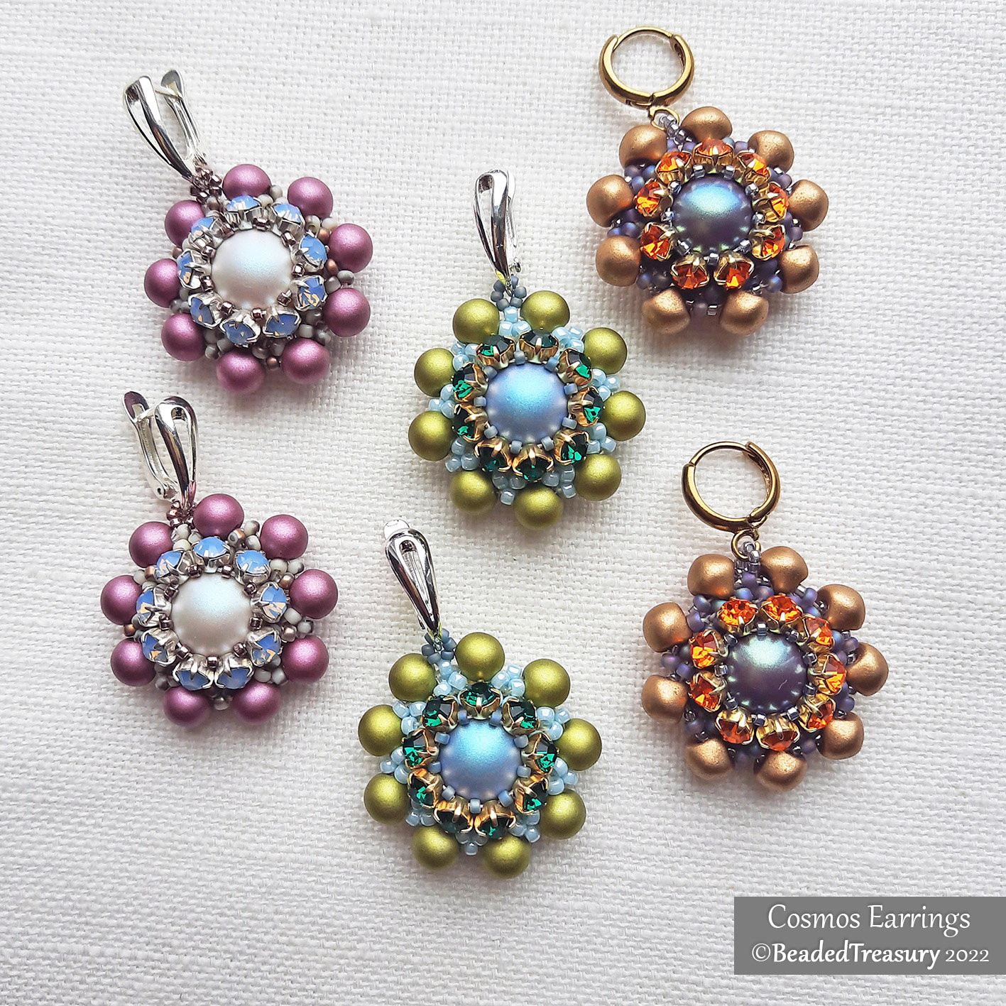 COSMOS EARRINGS - Beading Tutorial - Instant .pdf Download