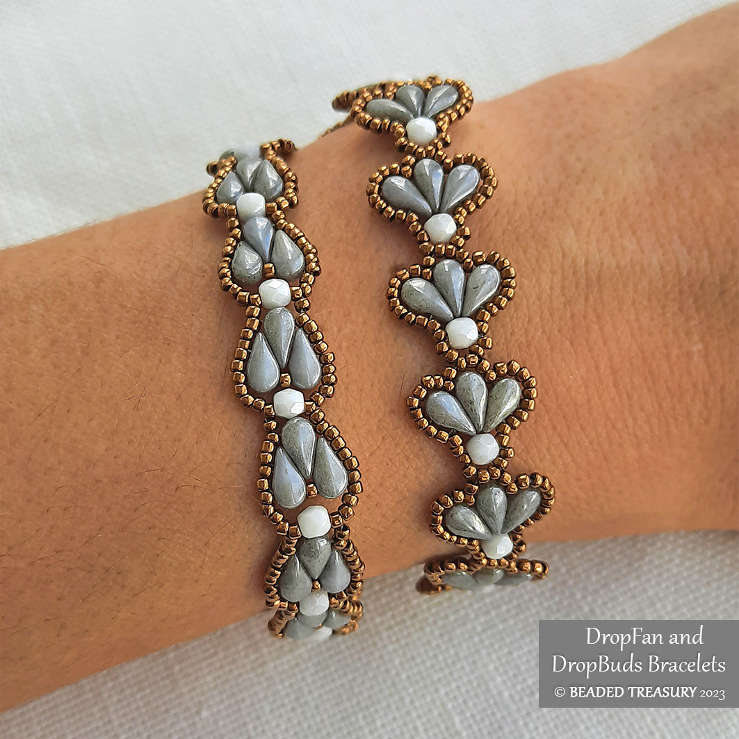 2 Beading Tutorials Pack - DROP FAN Bracelet and DROP BUDS Bracelet