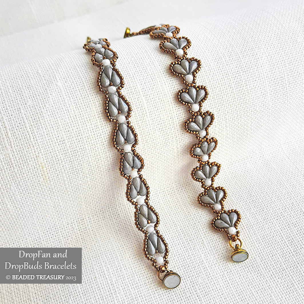 2 Beading Tutorials Pack - DROP FAN Bracelet and DROP BUDS Bracelet